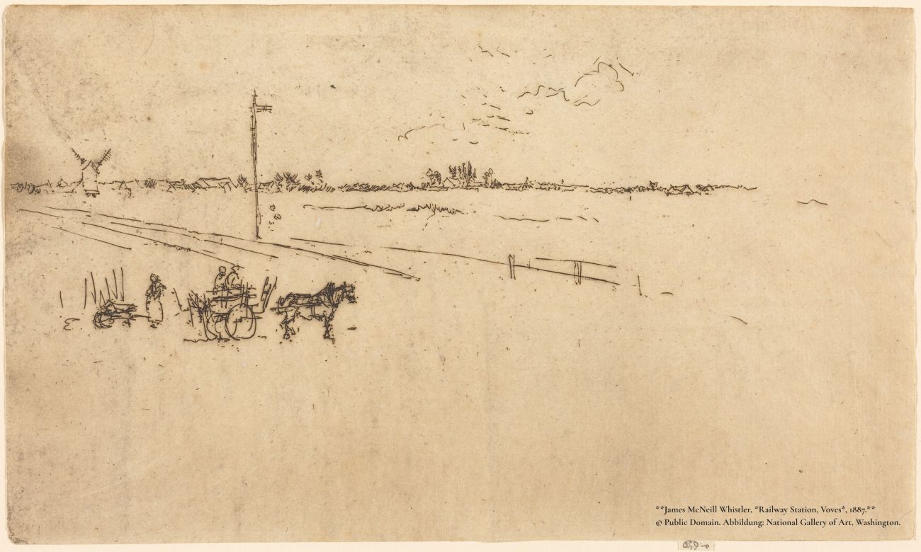 Von Zeit zu Zeit Header James McNeill Whistler, Railway Station, Voves, 1887. © Public Domain. Abbildung: National Gallery of Art, Washington.